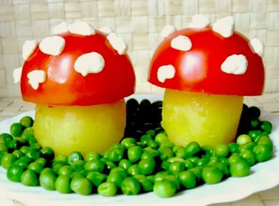 Setitas de patatas y guisantes